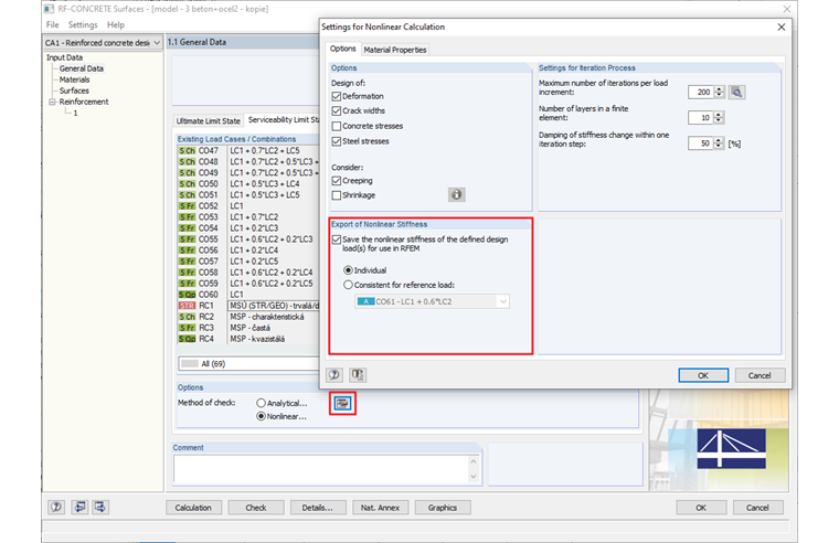 Export of Nonlinear Stiffness