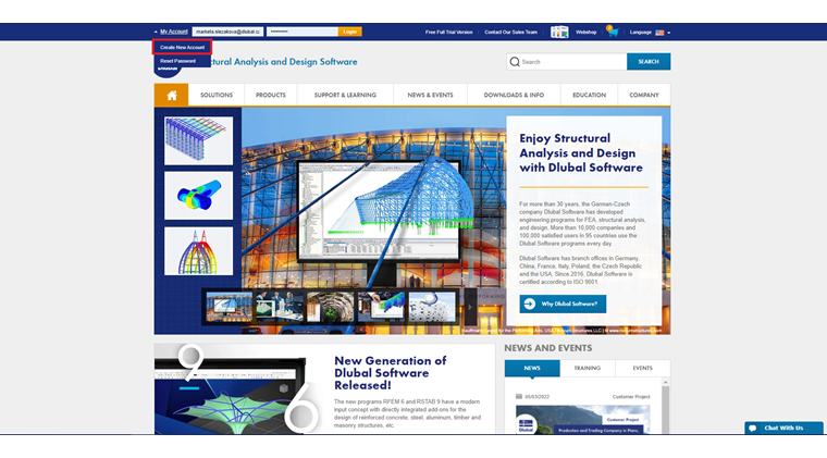 To order and use the load maps, it is necessary to have a Dlubal account. Create an account if you are not a current customer of Dlubal Software.