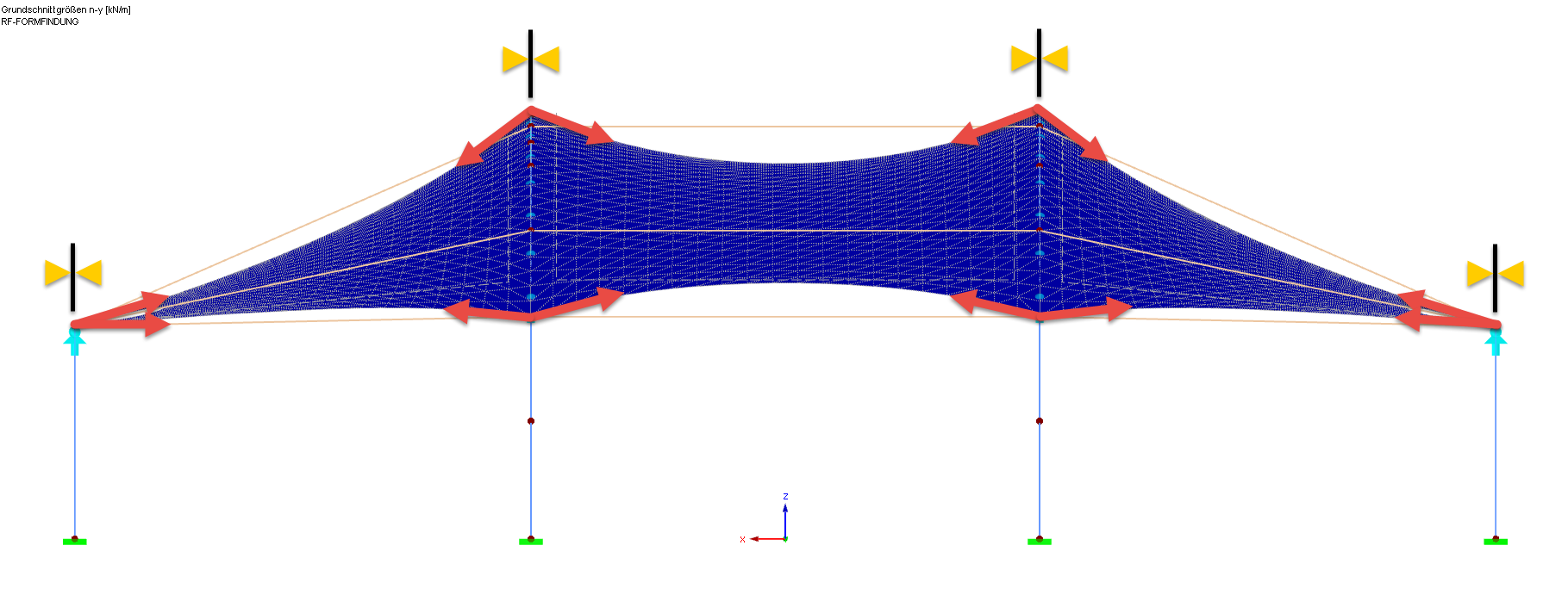 Form-Finding with Rigid Support of Edges