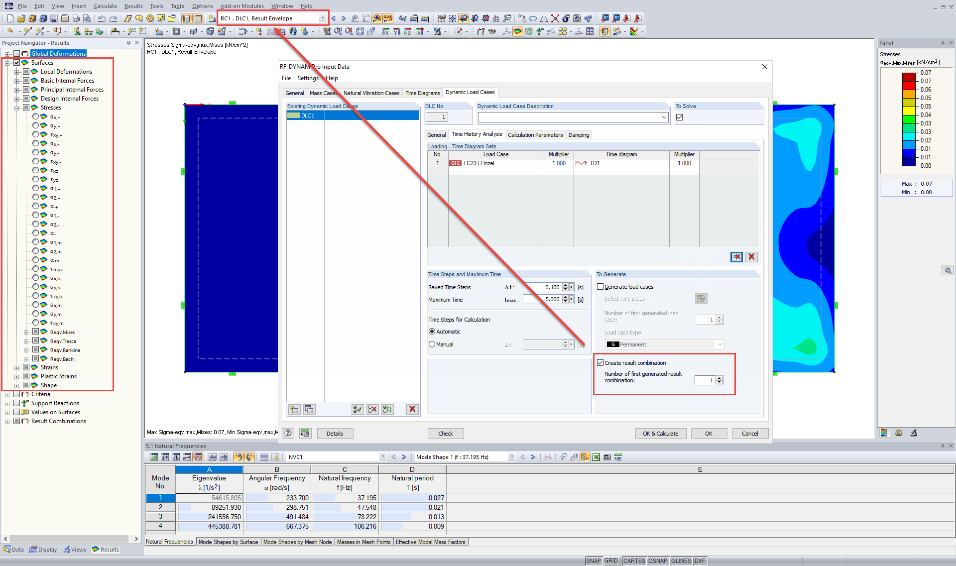 Displaying Results in Exported Result Combination