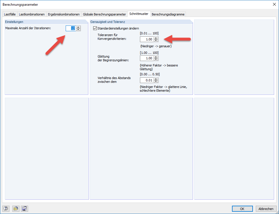 Calculation Parameters for Cutting Pattern Calculation