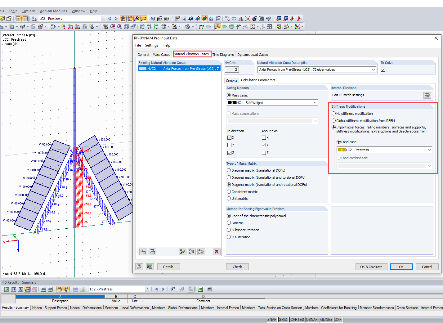 Stiffness Modifications in Natural Vibration Case