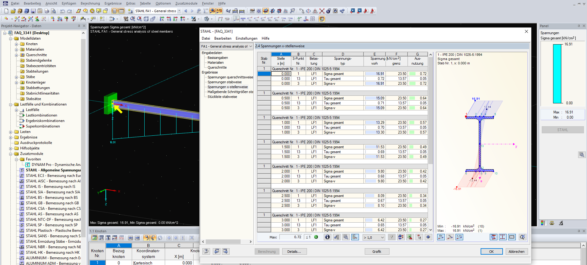 Determining Stress in RSTAB Using RF-/STEEL Add-on Module 