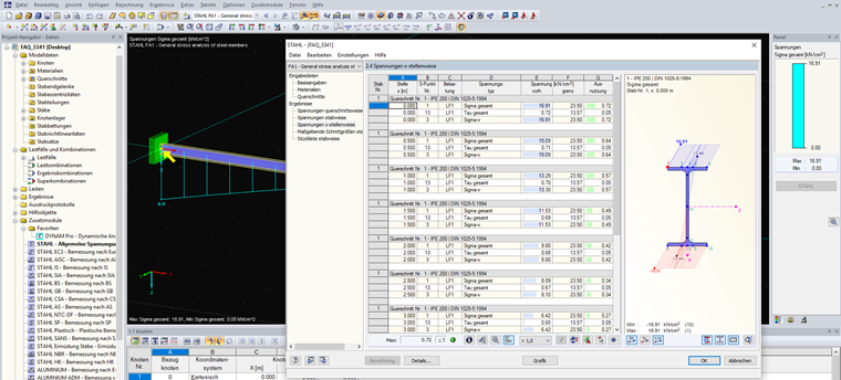 Determining Stress in RSTAB Using RF-/STEEL Add-on Module 
