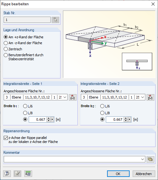 Integration Widths when Entering Rib Member
