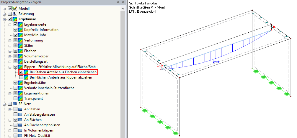 Distribution of Internal Forces My with Input of Line Hinges