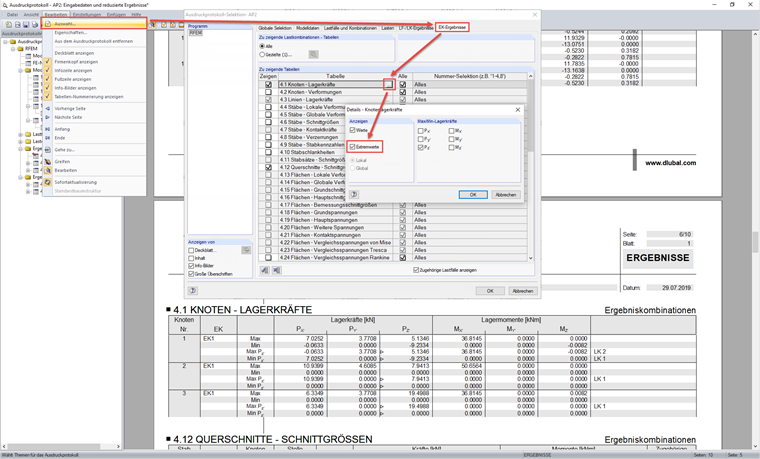 Activating Max/Min Values in Printout Report