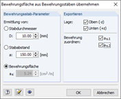 Input Dialog Box for Defining Rebar Diameter and Rebar Spacing