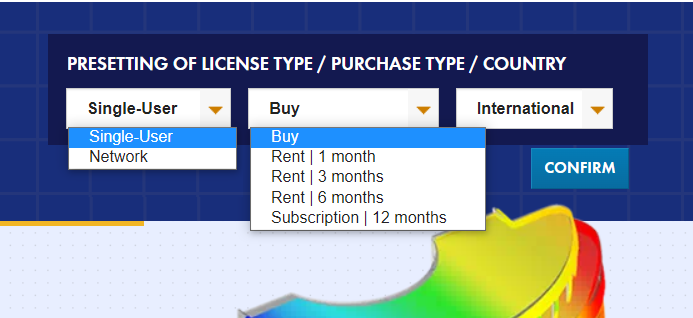 Presetting of License Type / Purchase Type