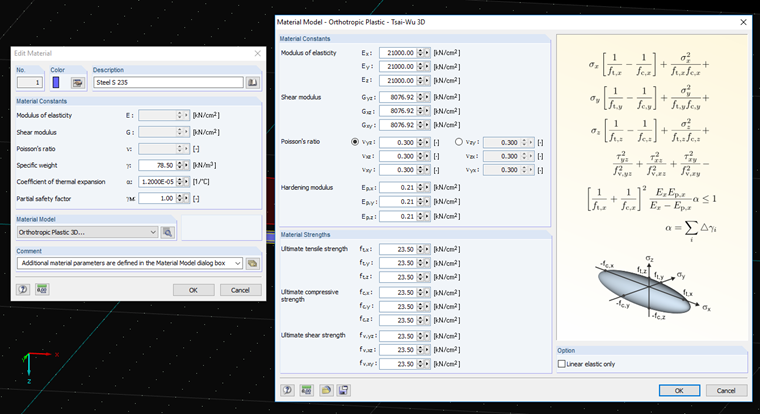 Dialog Box for Entering Orthotropic Plastic Material Model