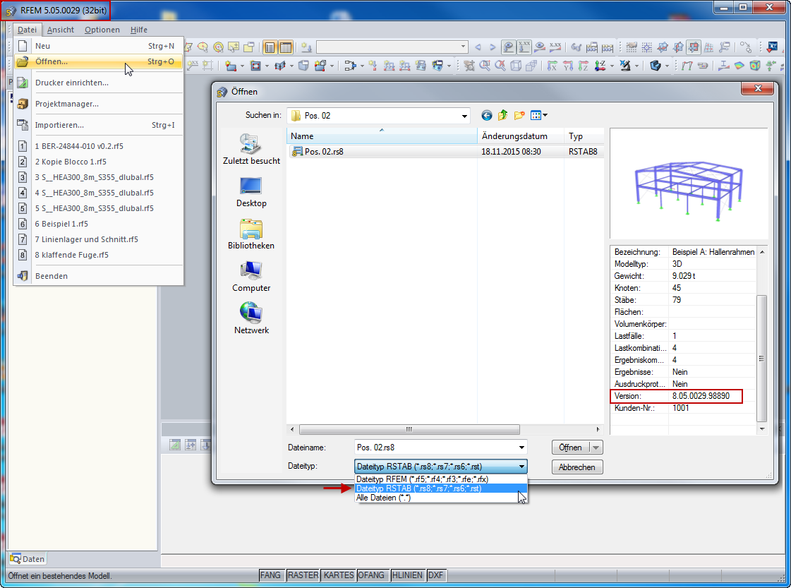 Opening RSTAB File in RFEM