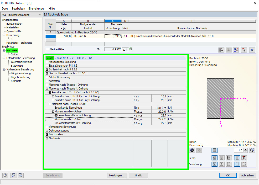 Detailed Results of Nominal Curvature Method (5.8.8)