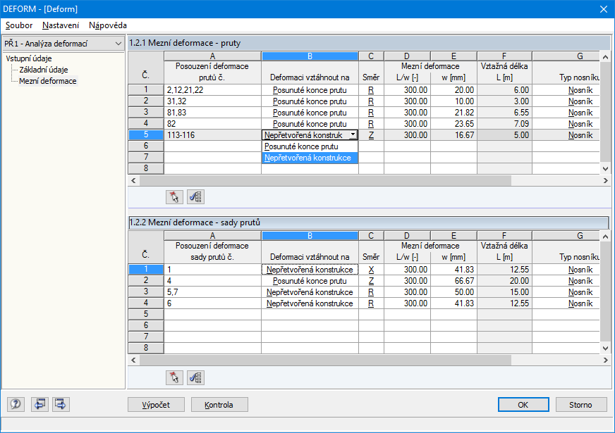 Defining Limit Deformations for Members and Sets of Members in RF-DEFORM