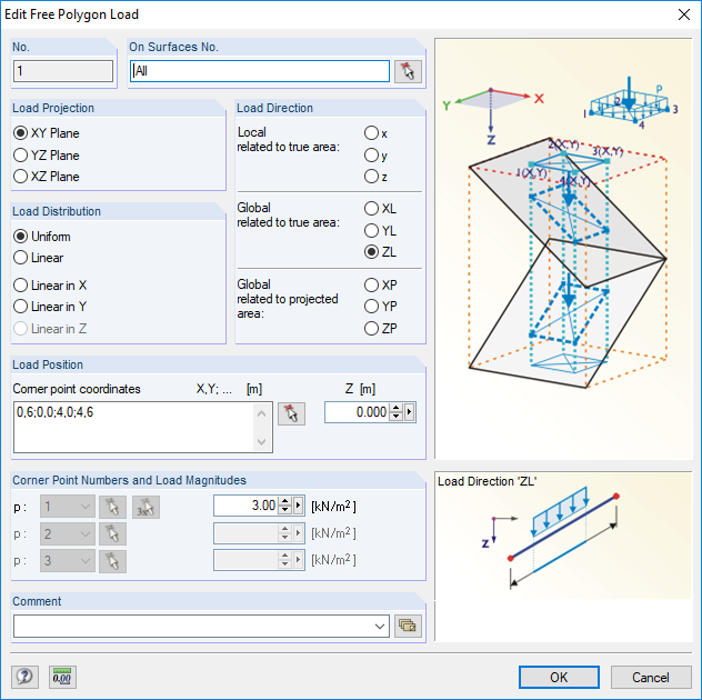Dialog Box "Free Surface Load"
