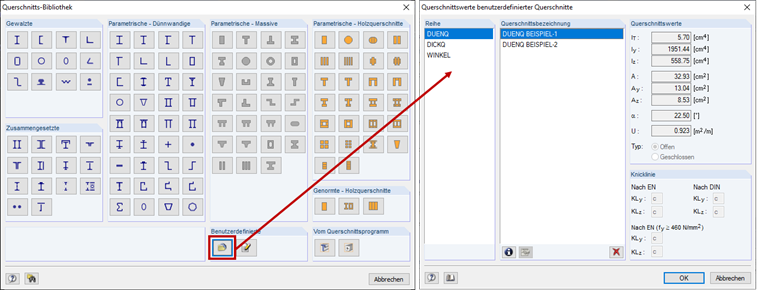 Access to User-Defined Cross-Sections