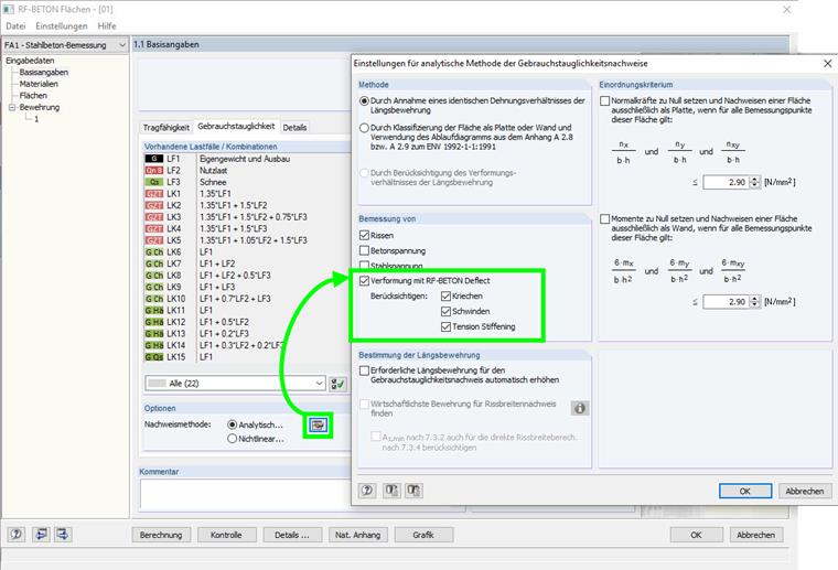 Considering Creeping and Shrinkage on RF-CONCRETE Deflect Example 