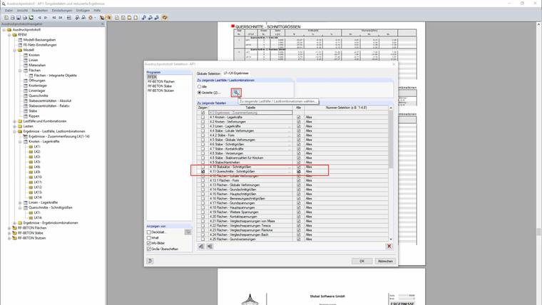 Selecting Load Cases to be Displayed