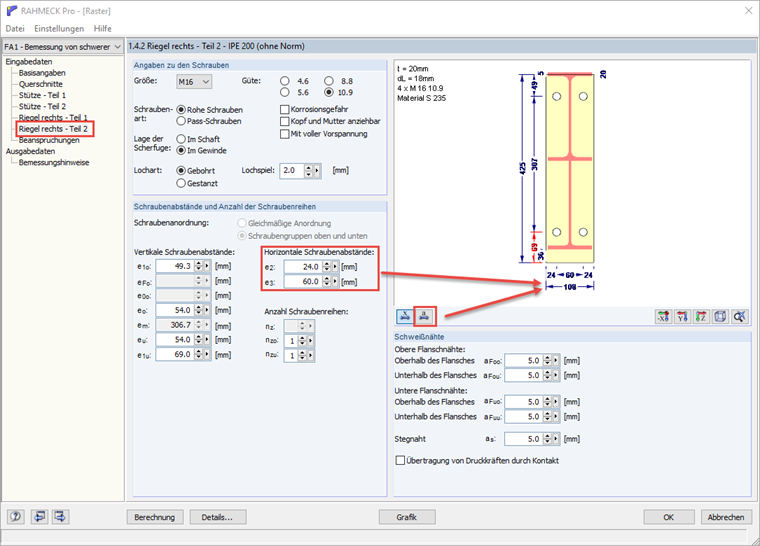 Adjusting Bolt Spacings