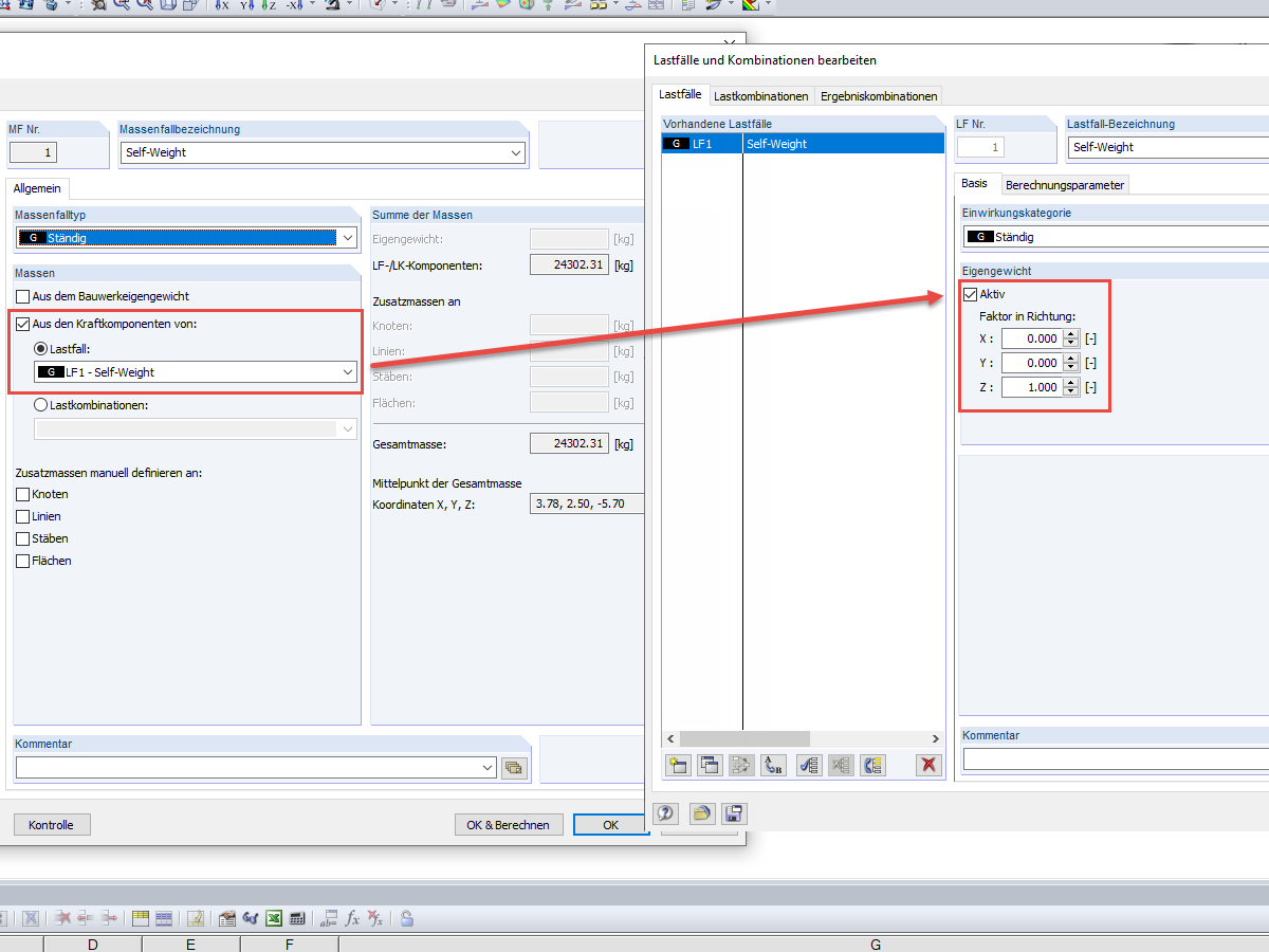 Importing Load Case with Activated Dead Load