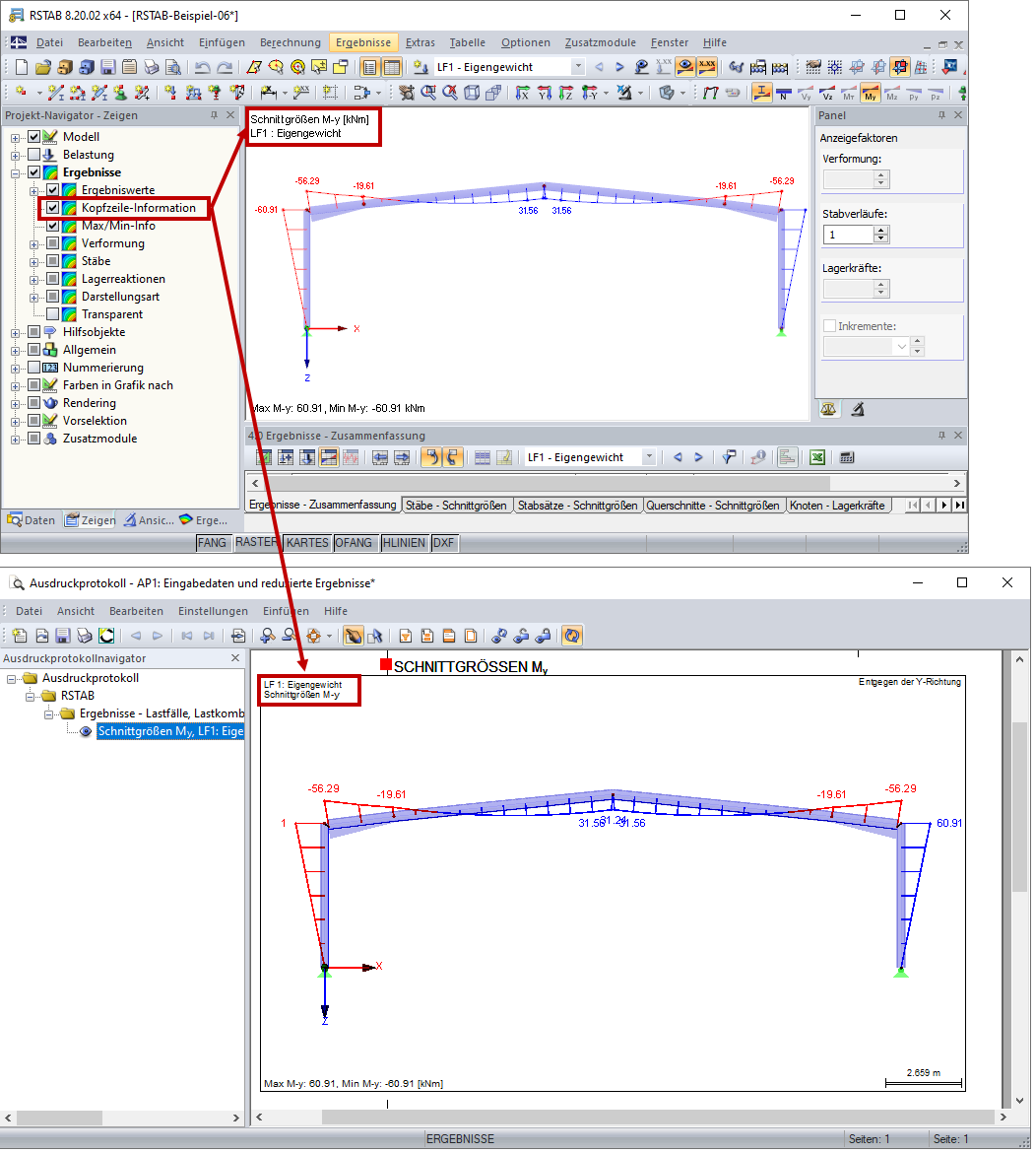 Header Info in Work Window and Printout Report