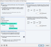 Dialog Box with Settings for Analytical Calculation of Serviceability Limit State