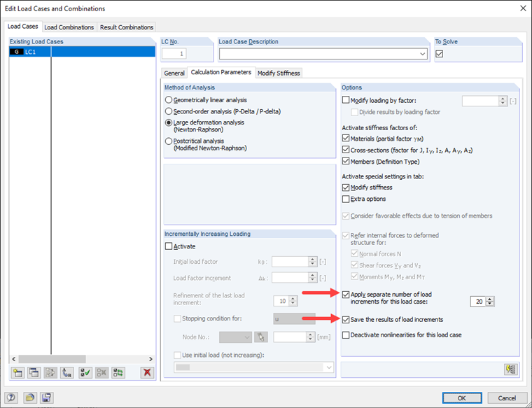 Increasing Number of Load Increments and Saving Intermediate Results