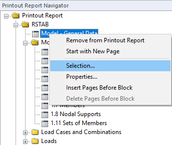 Opening Printout Report Selection via Shortcut Menu