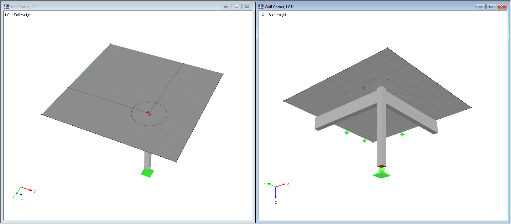 Wall Corner Made of Downstand Beams