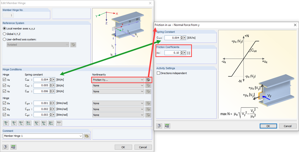 Member Hinge with Friction