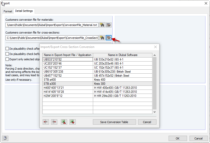 Customer Conversion File for Cross-Sections