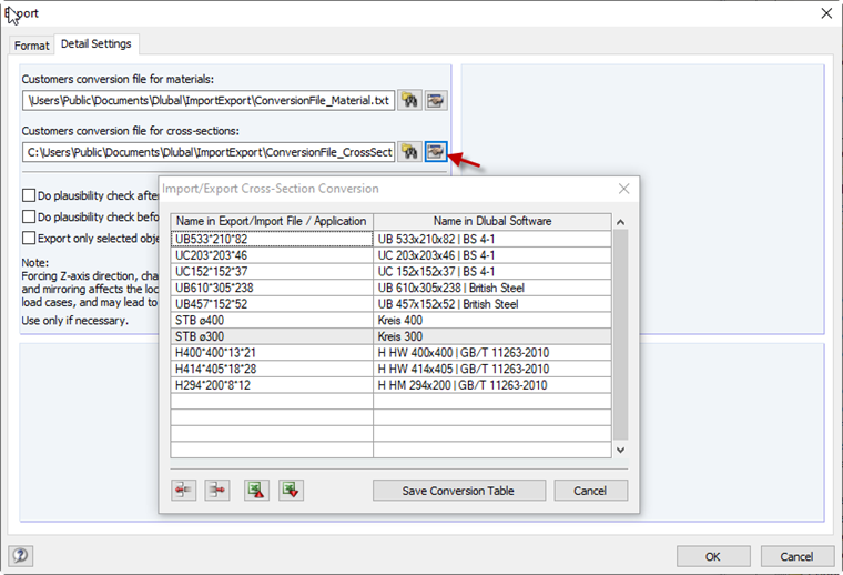 Customer Conversion File for Cross-Sections