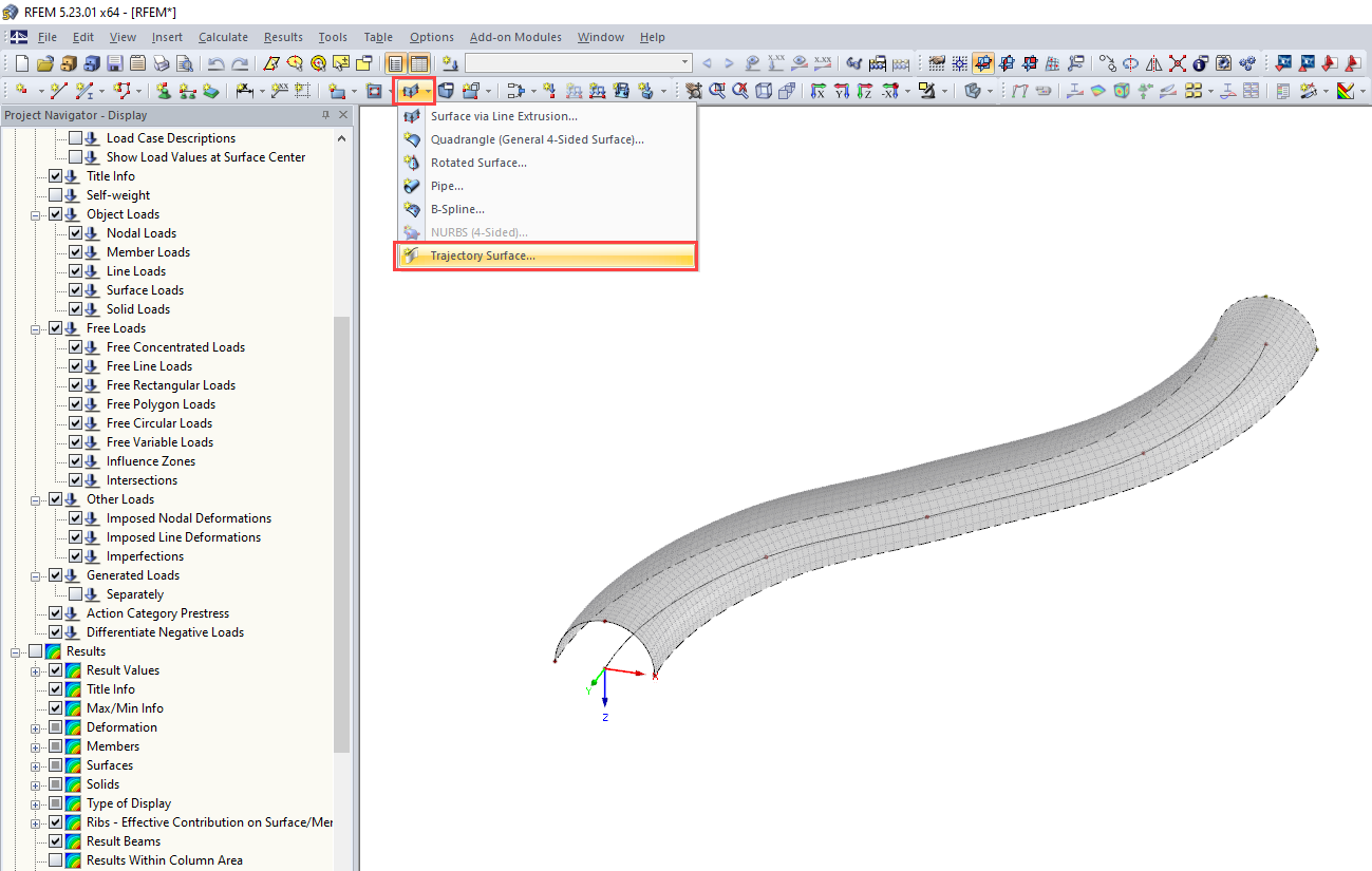 Creating Trajectory Surface