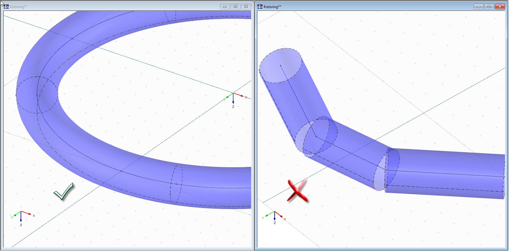 Comparison of Circular Ring and Circular Segments on Lines