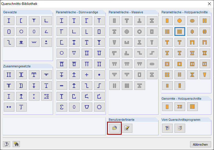 Importing Saved User-Defined Cross-Sections