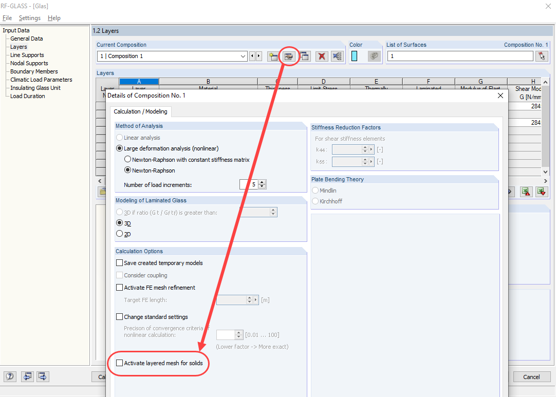 Deactivating Layered FE Mesh
