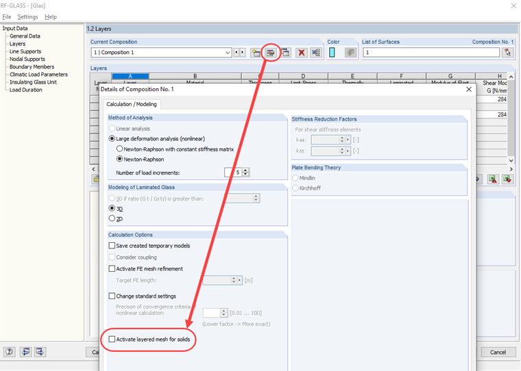 Deactivating Layered FE Mesh