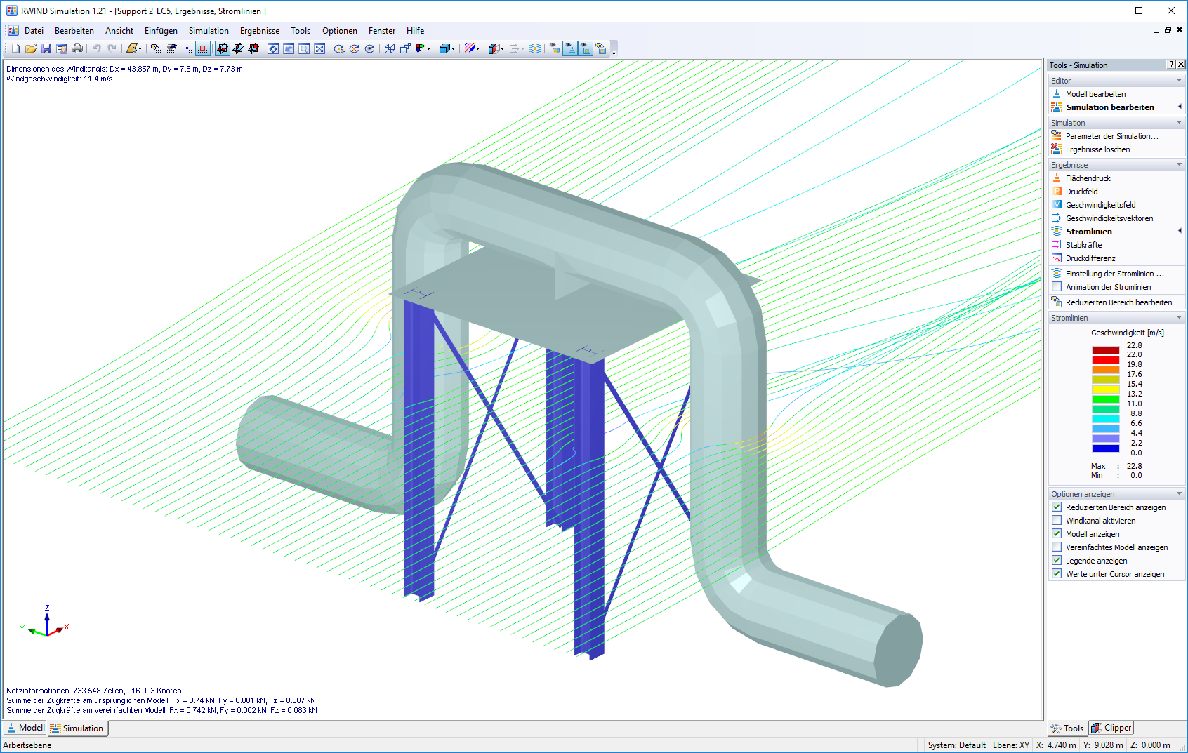 Selected Streamlines Around Model