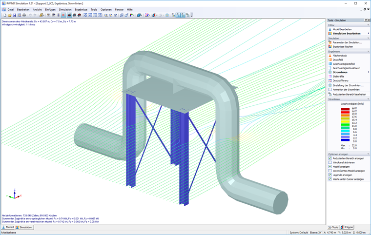 Selected Streamlines Around Model