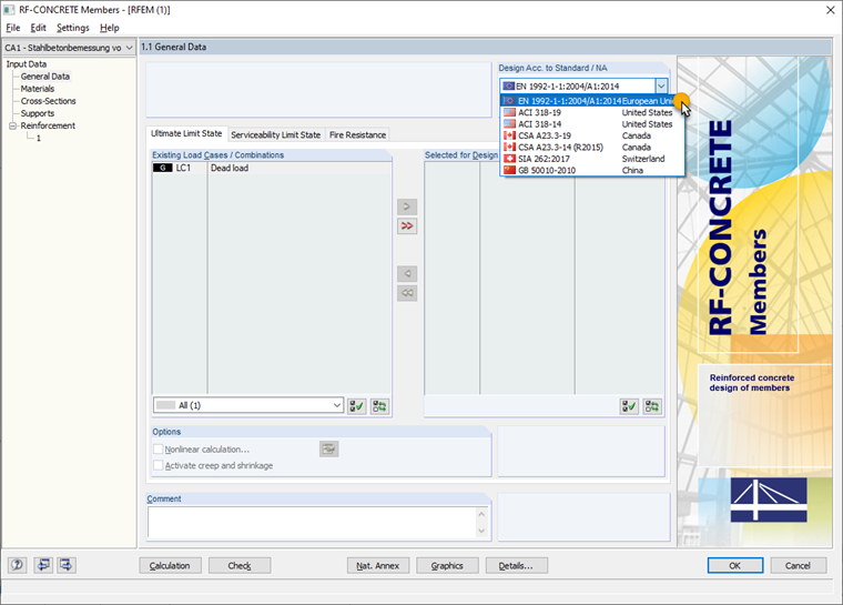 Selecting EC2 in RF-CONCRETE Members