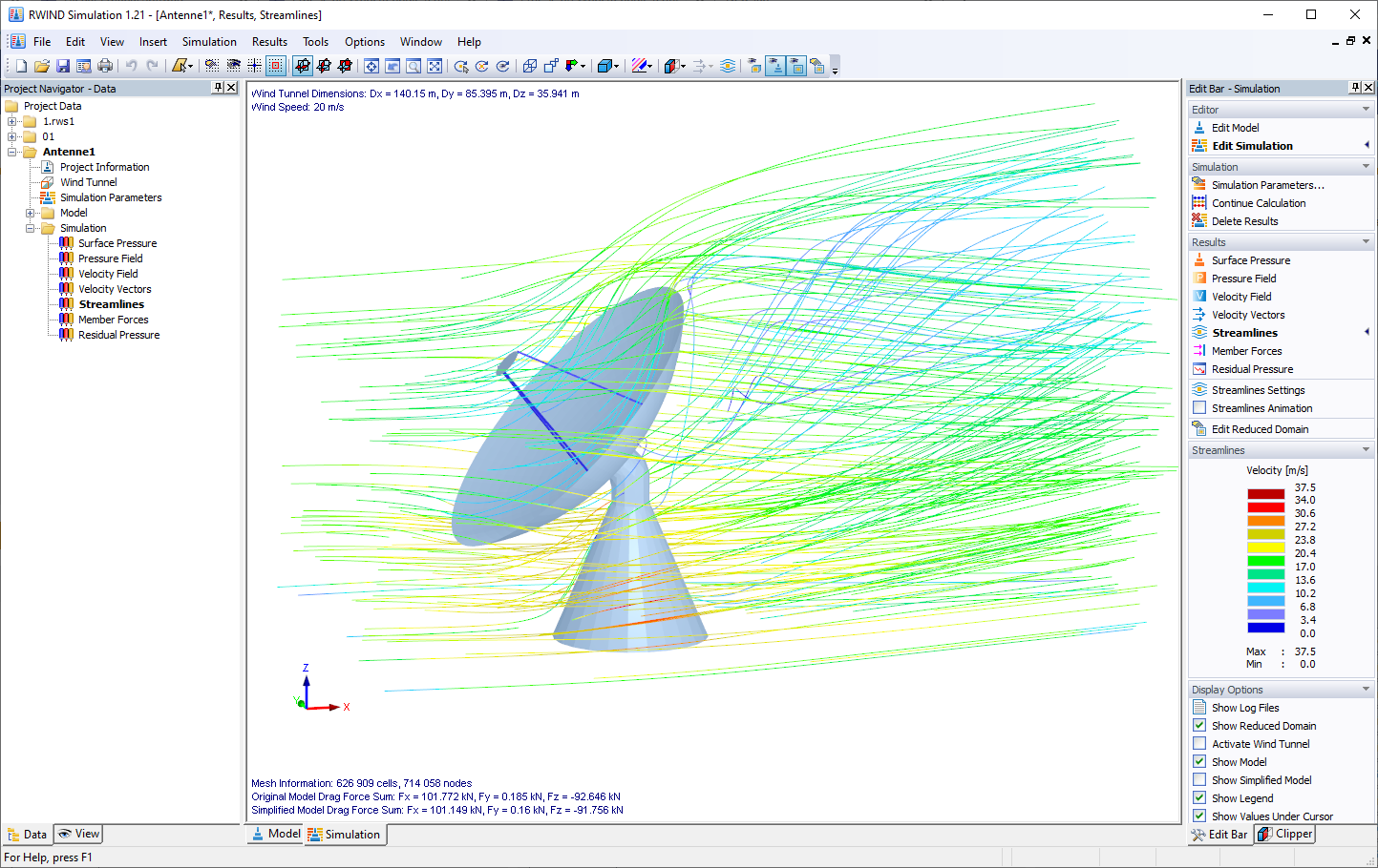 Wind Flow Around Complex Antenna System