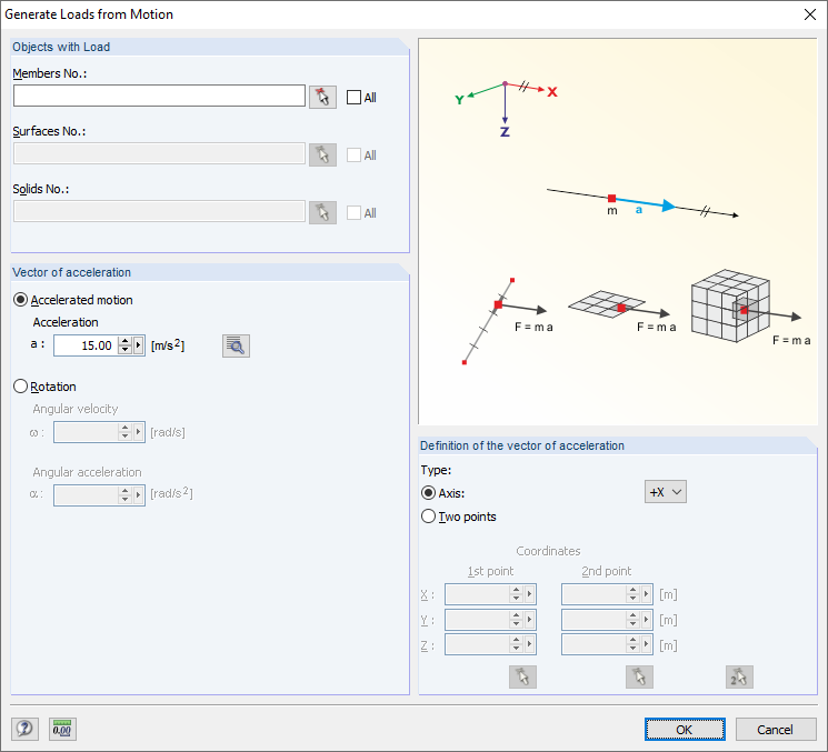 Dialog Box "Generate Loads from Motion"