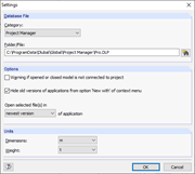 Program Options in Project Manager