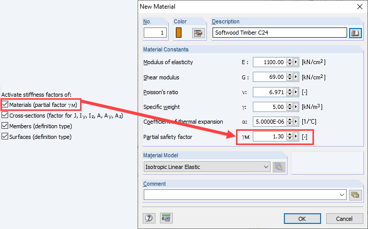 Reduction of Stiffness by Partial Safety Factor γ_M