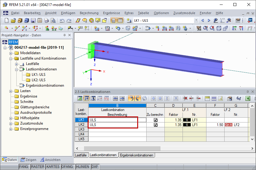 Description of Load Combination
