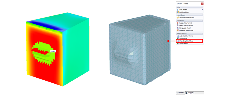 Left: Wind Load Pressure on Structure | Right: Simplified Model