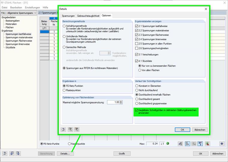 Detail Setting in RF-STEEL Surfaces