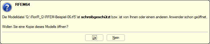 Note when Trying to Reopen Already Opened RFEM File