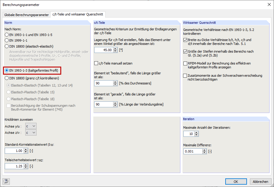 Calculation Parameters