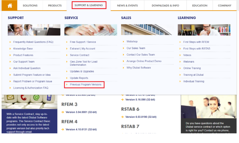 Older Program Versions on Extranet