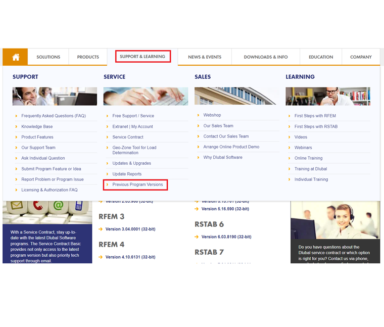 Previous Program Versions on Dlubal Software Website
